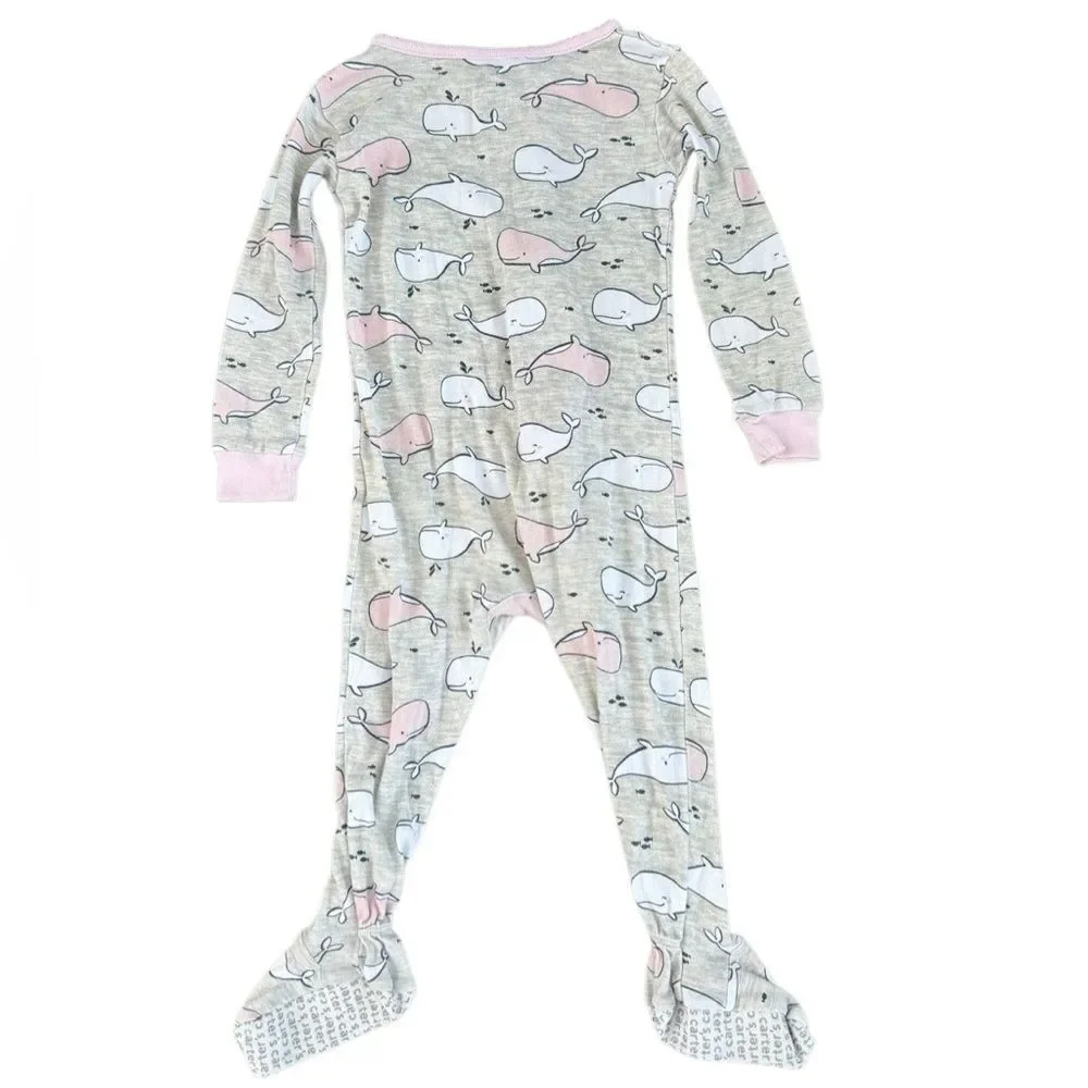 Carter's Baby Girls 1-Pc. Whale-Print Cotton Footed Pajamas Size 24M